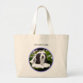 Bearded Collie Beardie Zwart Schilderen Schattigee Grote Tote Bag (Voorkant)