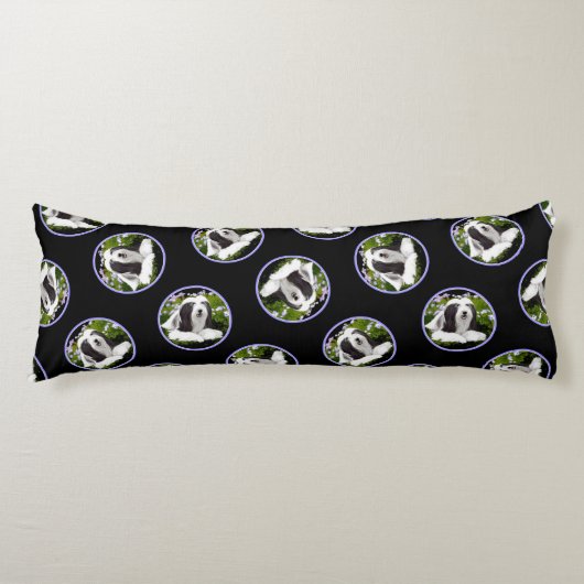 Bearded Collie Beardie Zwart Schilderen Schattigee Lichaamskussen (Voorkant)