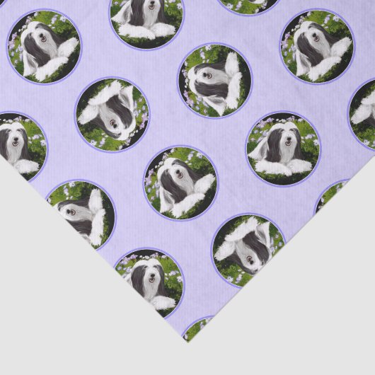 Bearded Collie Beardie Zwart Schilderen Schattigee Tissuepapier (Detail)