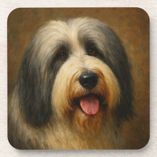 Bearded Collie Bier Onderzetter (Voorkant)