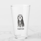 Bearded Collie Cartoon Dog | Aangepast Cute Beardi Glas (Voorkant)