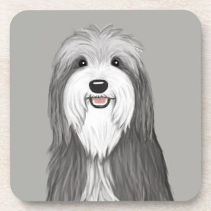 Bearded Collie Cartoon Dog Bier Onderzetter