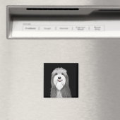 Bearded Collie Cartoon Dog Magneet (Insitu (Vaatwasser))