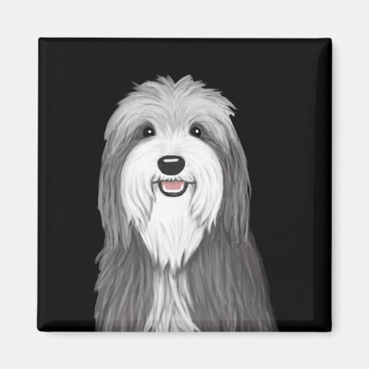 Bearded Collie Cartoon Dog Magneet (Voorkant)