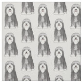 Bearded Collie Cartoon Dog patterned Stof (Swatch)
