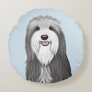 Bearded Collie Cartoon Dog Rond Kussen