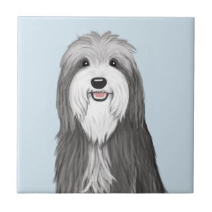 Bearded Collie Cartoon Dog Tegeltje