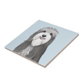 Bearded Collie Cartoon Dog Tegeltje (Zijkant)