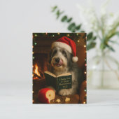 Bearded collie 'Cheese Tax' Christmas postcard Briefkaart (Staand voorkant)