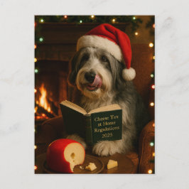 Bearded collie 'Cheese Tax' Christmas postcard Briefkaart