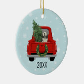 Bearded Collie christmas rode vrachtwagen Keramisch Ornament (Rechts)