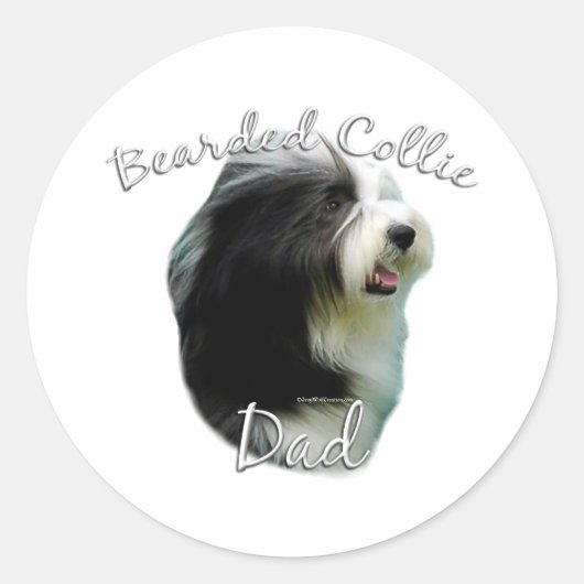 Bearded Collie Dad 2 Ronde Sticker (Voorkant)
