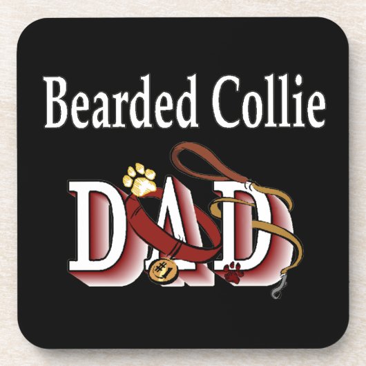 Bearded Collie Dad Bier Onderzetter (Voorkant)