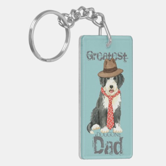 Bearded Collie Dad Sleutelhanger (Voorkant Links)