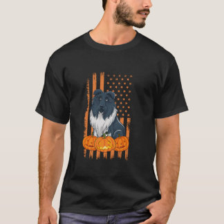 Bearded Collie Dog Amerikaanse Vlag Patriottische  T-shirt