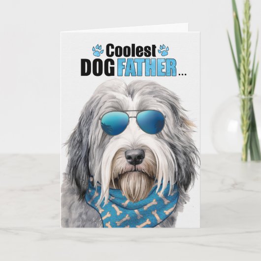 Bearded Collie Dog Coolest Dad Ooit Vaderdag Feestdagen Kaart (Voorkant)