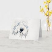Bearded Collie Dog - Fine Art Groetjes Kaart (Gele Bloem)