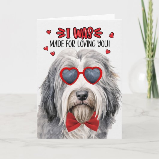 Bearded Collie Dog Gemaakt voor Loving You Valenti Feestdagen Kaart (Voorkant)