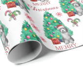 Bearded Collie Dog-kerstpatroon Cadeaupapier (Rol Hoek)