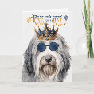 Bearded Collie Dog King voor een Dag Grappige Verj Kaart