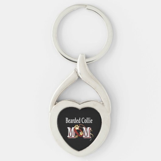 Bearded Collie Dog MOM Sleutelhanger (Voorkant)