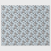 Bearded Collie Dog Paw Print Pattern op Silver Cadeaupapier (Vlak)