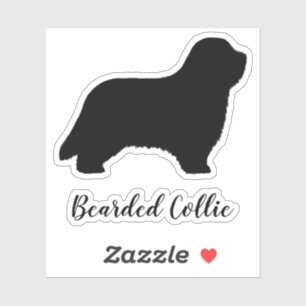 Bearded Collie Dog Silhouet Vinyl Sticker