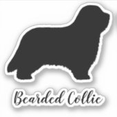 Bearded Collie Dog Silhouet Vinyl Sticker (Voorkant)