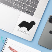 Bearded Collie Dog Silhouet Vinyl Sticker (Laptop met iPhone)