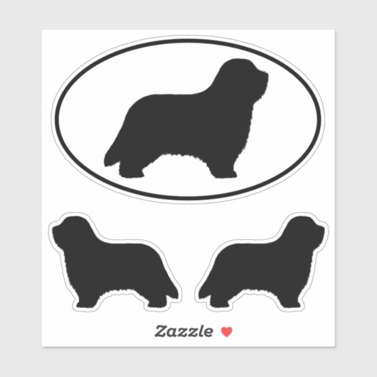 Bearded Collie Dog Silhouettes Vinyl Sticker Set (Vel)