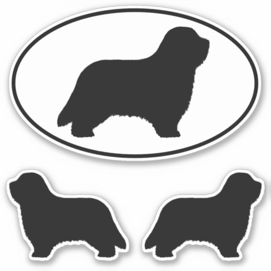 Bearded Collie Dog Silhouettes Vinyl Sticker Set (Voorkant)