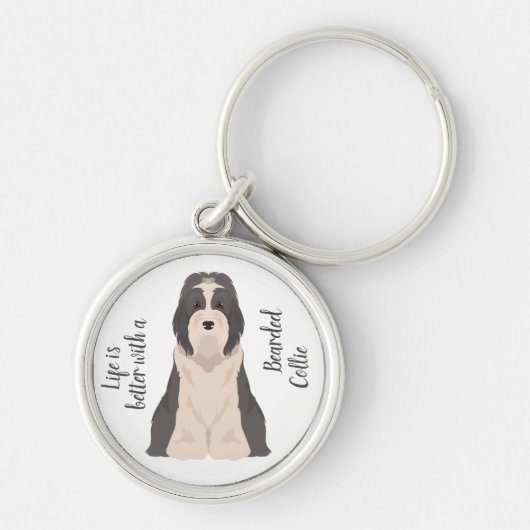 Bearded Collie dog Sleutelhanger (Voorkant)