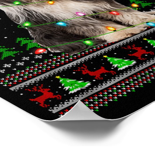 Bearded Collie Dog Ugly Christmas Sweater Holiday  Poster (Hoek)