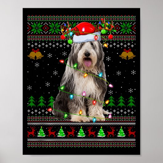 Bearded Collie Dog Ugly Christmas Sweater Holiday Poster (Voorkant)
