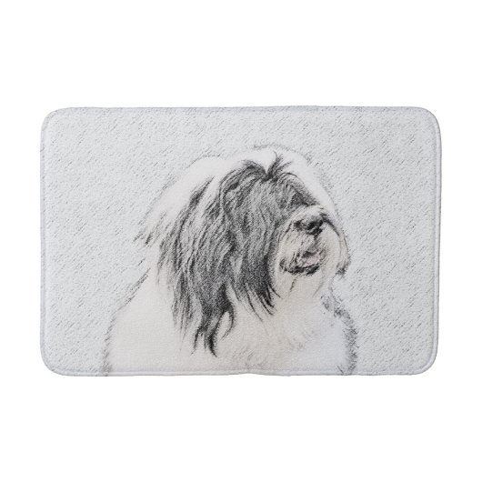 Bearded Collie Drawing - Cute Original Dog Art Badmat (Voorkant)