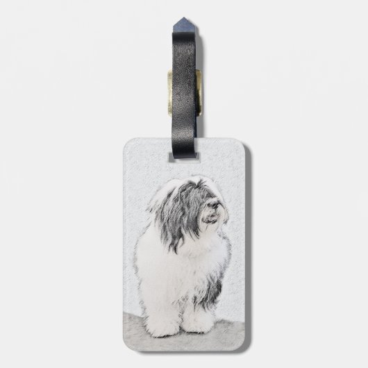 Bearded Collie Drawing - Cute Original Dog Art Bagagelabel (Achterkant verticaal)