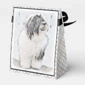 Bearded Collie Drawing - Cute Original Dog Art Bedankdoosjes (Achterkant)