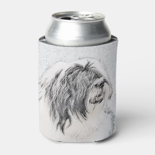 Bearded Collie Drawing - Cute Original Dog Art Blikjeskoeler (Blikje Voorkant)