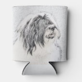 Bearded Collie Drawing - Cute Original Dog Art Blikjeskoeler (Voorkant)