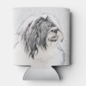Bearded Collie Drawing - Cute Original Dog Art Blikjeskoeler (Achterkant)