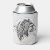 Bearded Collie Drawing - Cute Original Dog Art Blikjeskoeler (Blikje Achterkant)