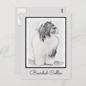 Bearded Collie Drawing - Cute Original Dog Art Briefkaart (Voorkant / Achterkant)
