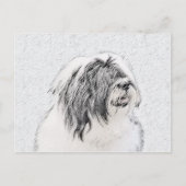 Bearded Collie Drawing - Cute Original Dog Art Briefkaart (Voorkant)