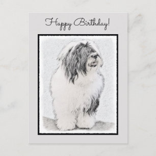 Bearded Collie Drawing - Cute Original Dog Art Briefkaart