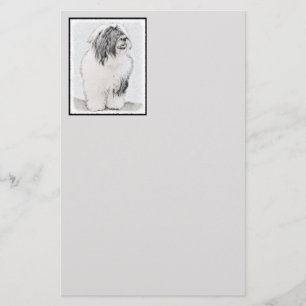 Bearded Collie Drawing - Cute Original Dog Art Briefpapier