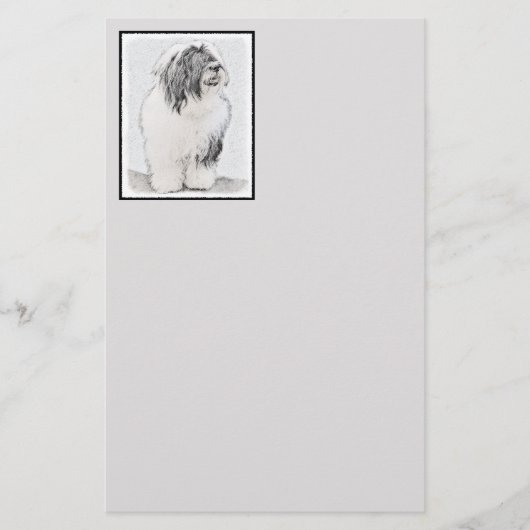 Bearded Collie Drawing - Cute Original Dog Art Briefpapier (Voorkant)