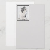 Bearded Collie Drawing - Cute Original Dog Art Briefpapier (Voorkant / Achterkant)