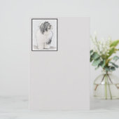 Bearded Collie Drawing - Cute Original Dog Art Briefpapier (Staand voorkant)