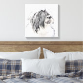 Bearded Collie Drawing - Cute Original Dog Art Canvas Afdruk (Insitu (Slaapkamer))