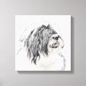 Bearded Collie Drawing - Cute Original Dog Art Canvas Afdruk (Voorkant)